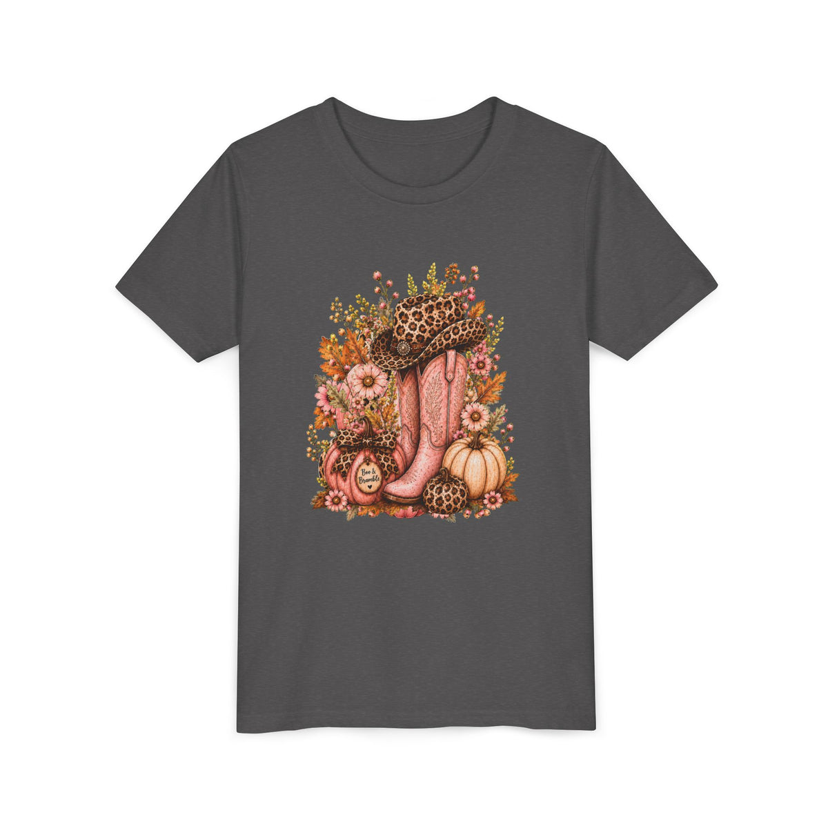Western Cowgirl Pumpkin Youth Shirt, Pink Cowboy Boots & Leopard Print Fall Tee