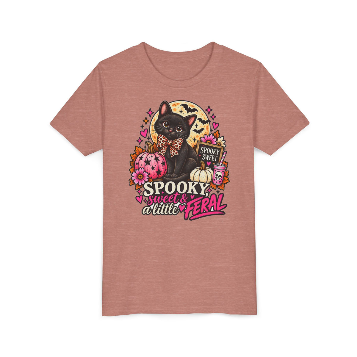 Spooky, Sweet & a Little Feral Youth Halloween T-Shirt