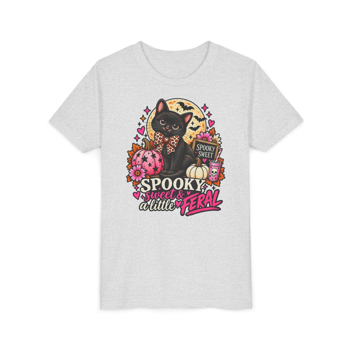 Spooky, Sweet & a Little Feral Youth Halloween T-Shirt