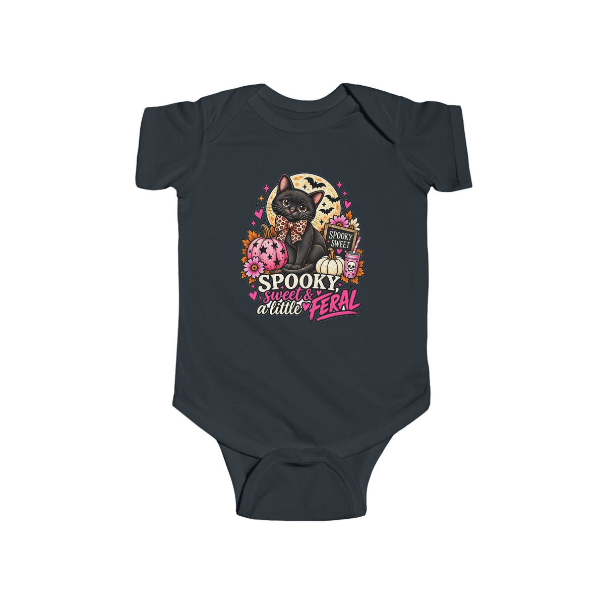 Spooky Sweet & a Little Feral Baby Bodysuit – Black Cat Halloween Outfit