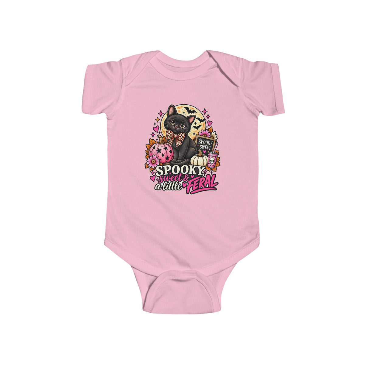 Spooky Sweet & a Little Feral Baby Bodysuit – Black Cat Halloween Outfit
