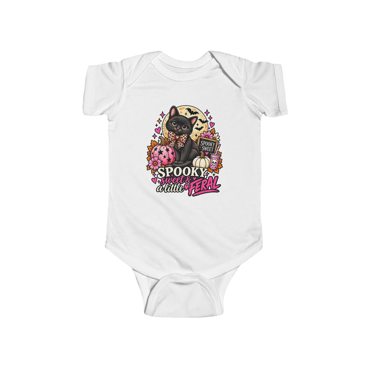 Spooky Sweet & a Little Feral Baby Bodysuit – Black Cat Halloween Outfit