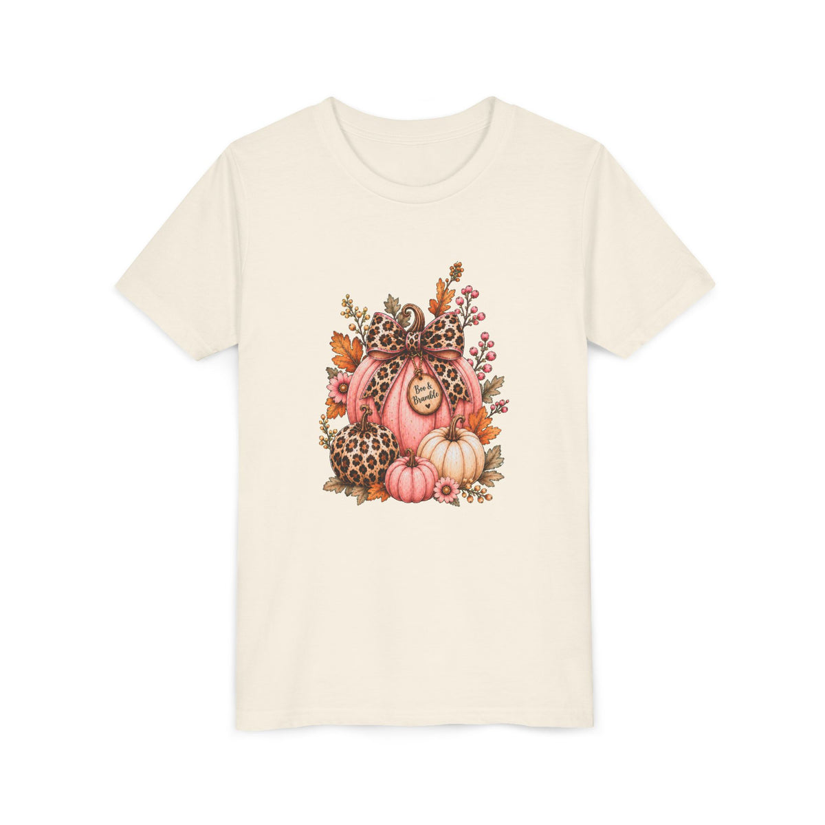 Girls’ Leopard Pumpkin T-Shirt – Pink Boutique Fall Graphic, Bella+Canvas