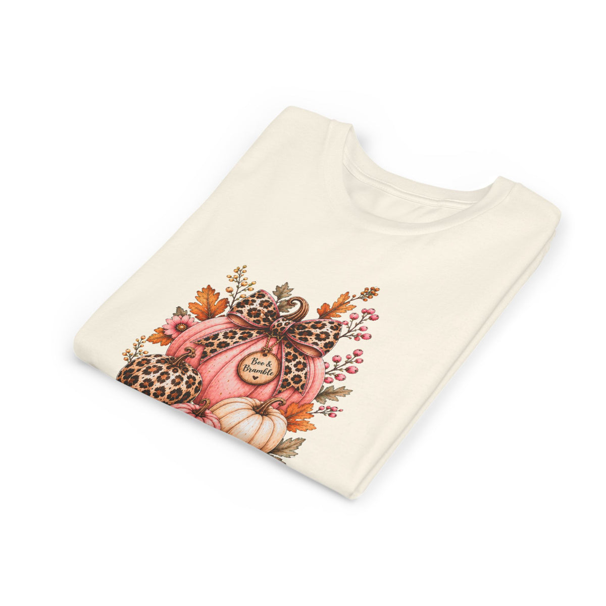 Girls’ Leopard Pumpkin T-Shirt – Pink Boutique Fall Graphic, Bella+Canvas