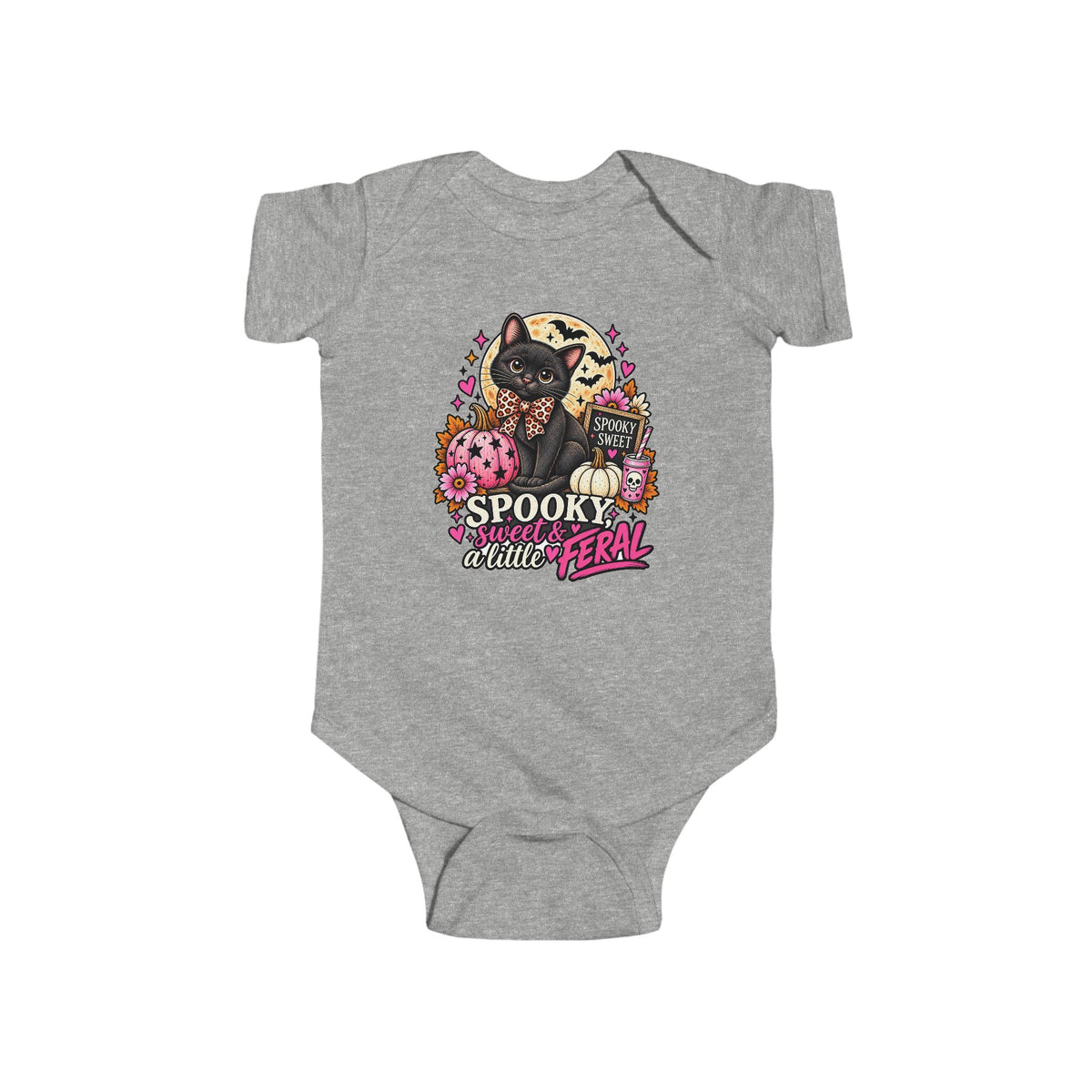 Spooky Sweet & a Little Feral Baby Bodysuit – Black Cat Halloween Outfit