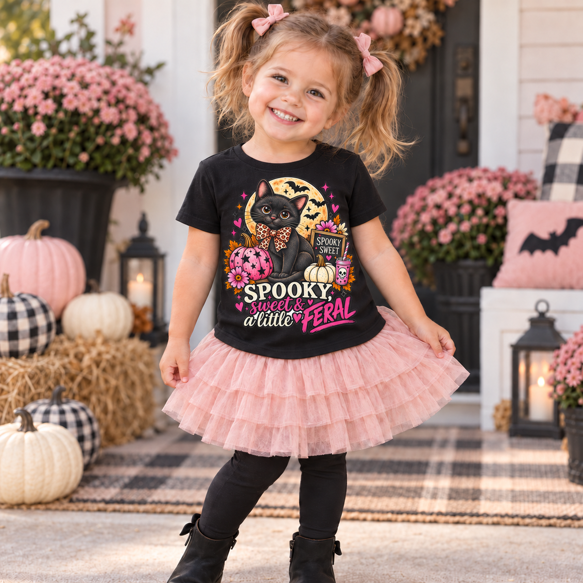 Spooky, Sweet & a Little Feral Toddler Halloween T-Shirt
