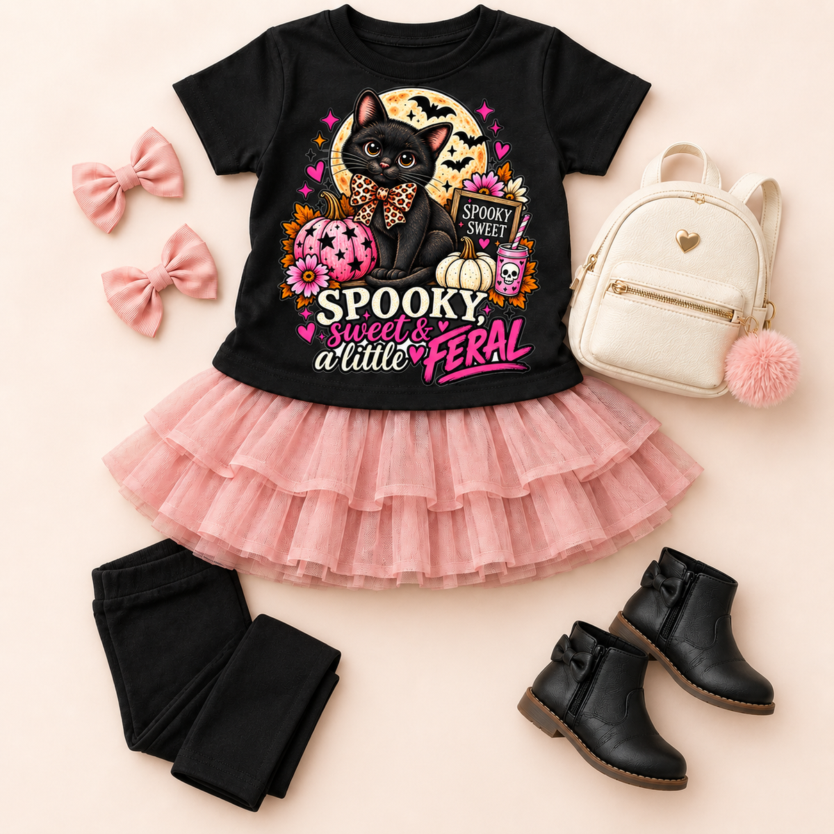 Spooky, Sweet & a Little Feral Toddler Halloween T-Shirt