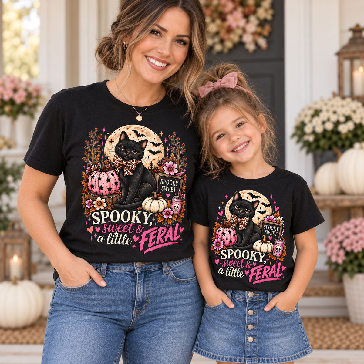 Spooky, Sweet & a Little Feral Toddler Halloween T-Shirt