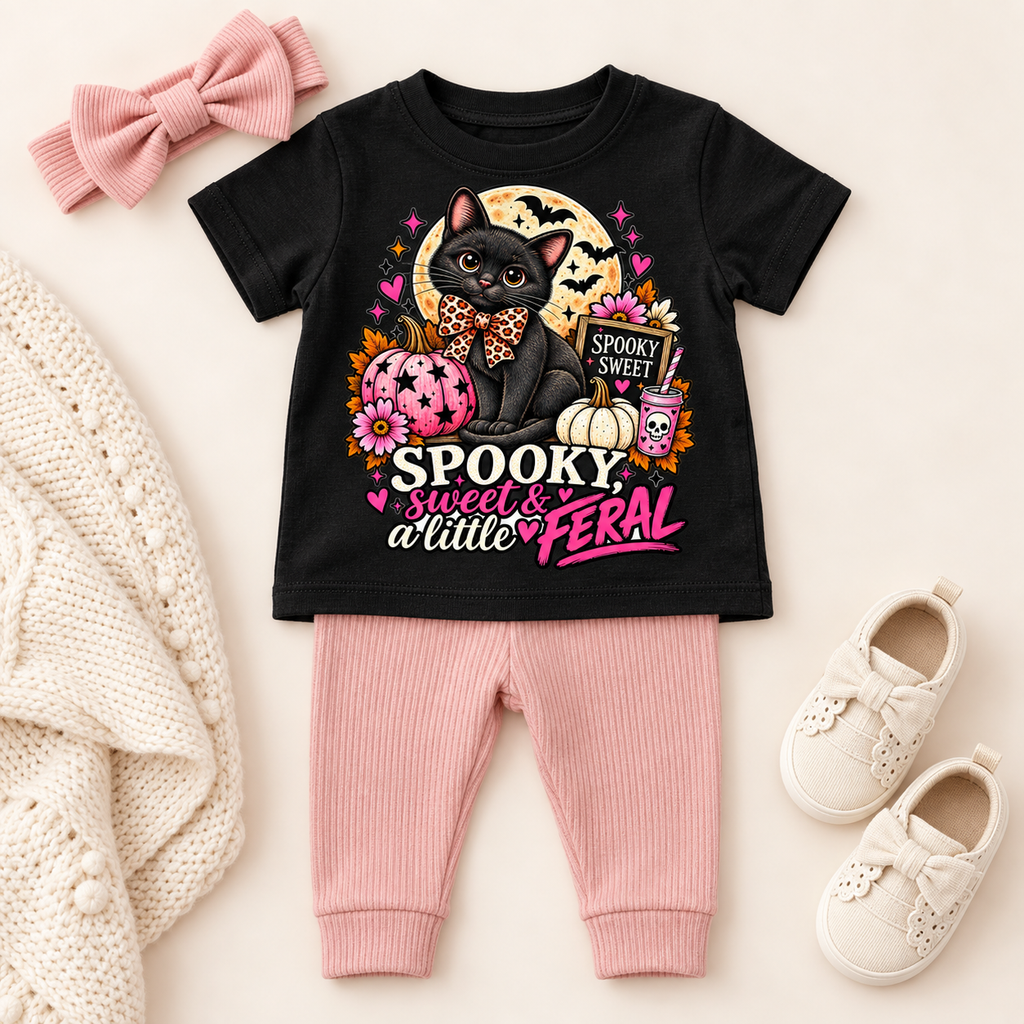 Spooky, Sweet & a Little Feral Baby Halloween T-Shirt