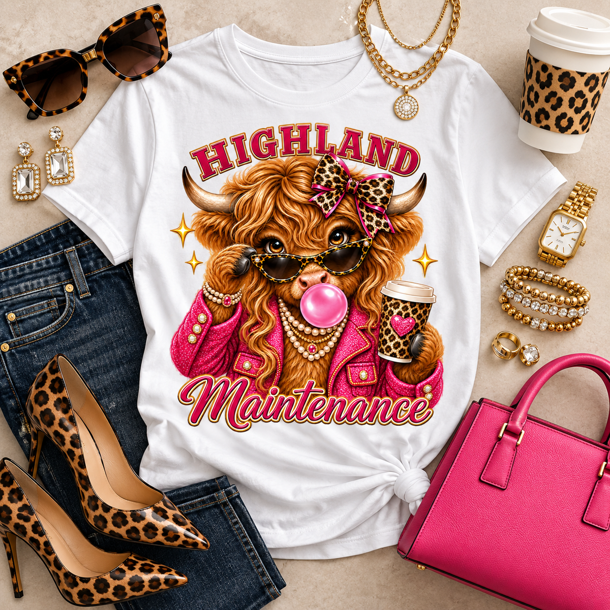 Highland Maintenance Cow Shirt – Funny Highland Cow Graphic Tee for Women