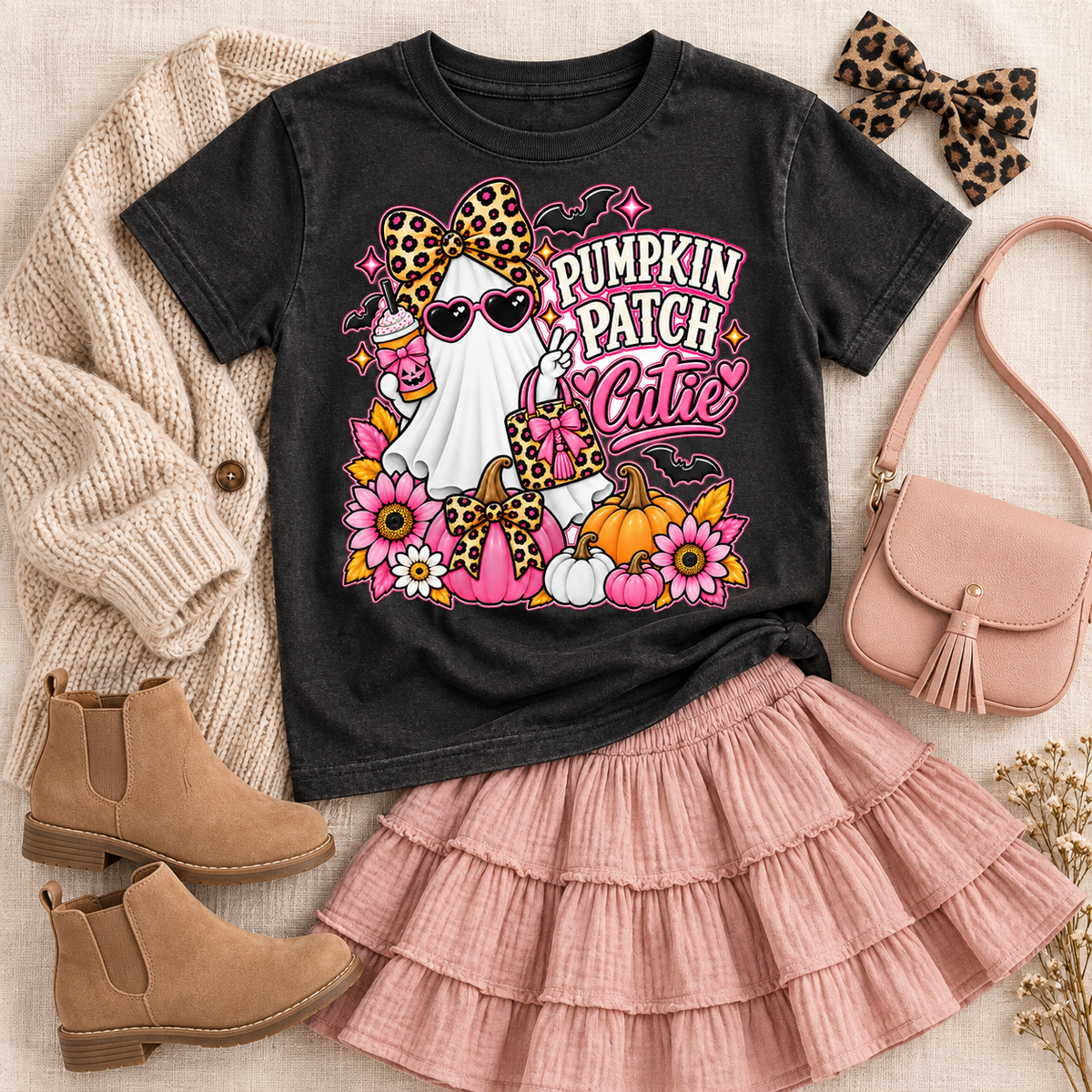 Pumpkin Patch Cutie Youth Halloween T-Shirt – Cute Ghost Tee