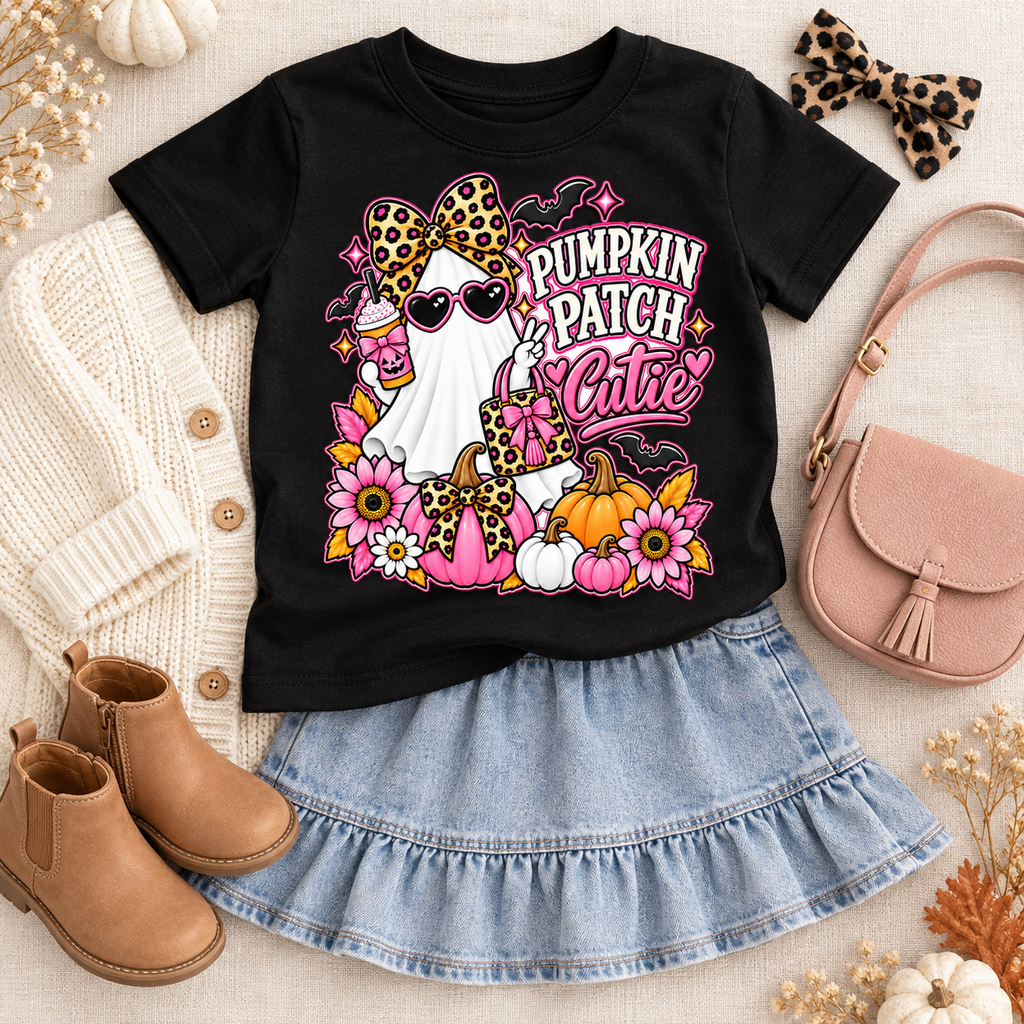 Pumpkin Patch Cutie Toddler Halloween Shirt – Cute Ghost Pumpkin Patch T-shirt for Girls