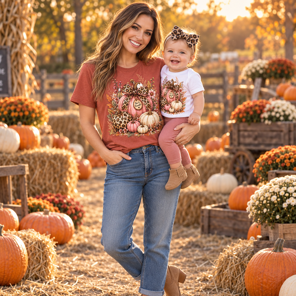 Baby Girls’ Leopard Pumpkin T-Shirt — Pink Boutique Fall Graphic