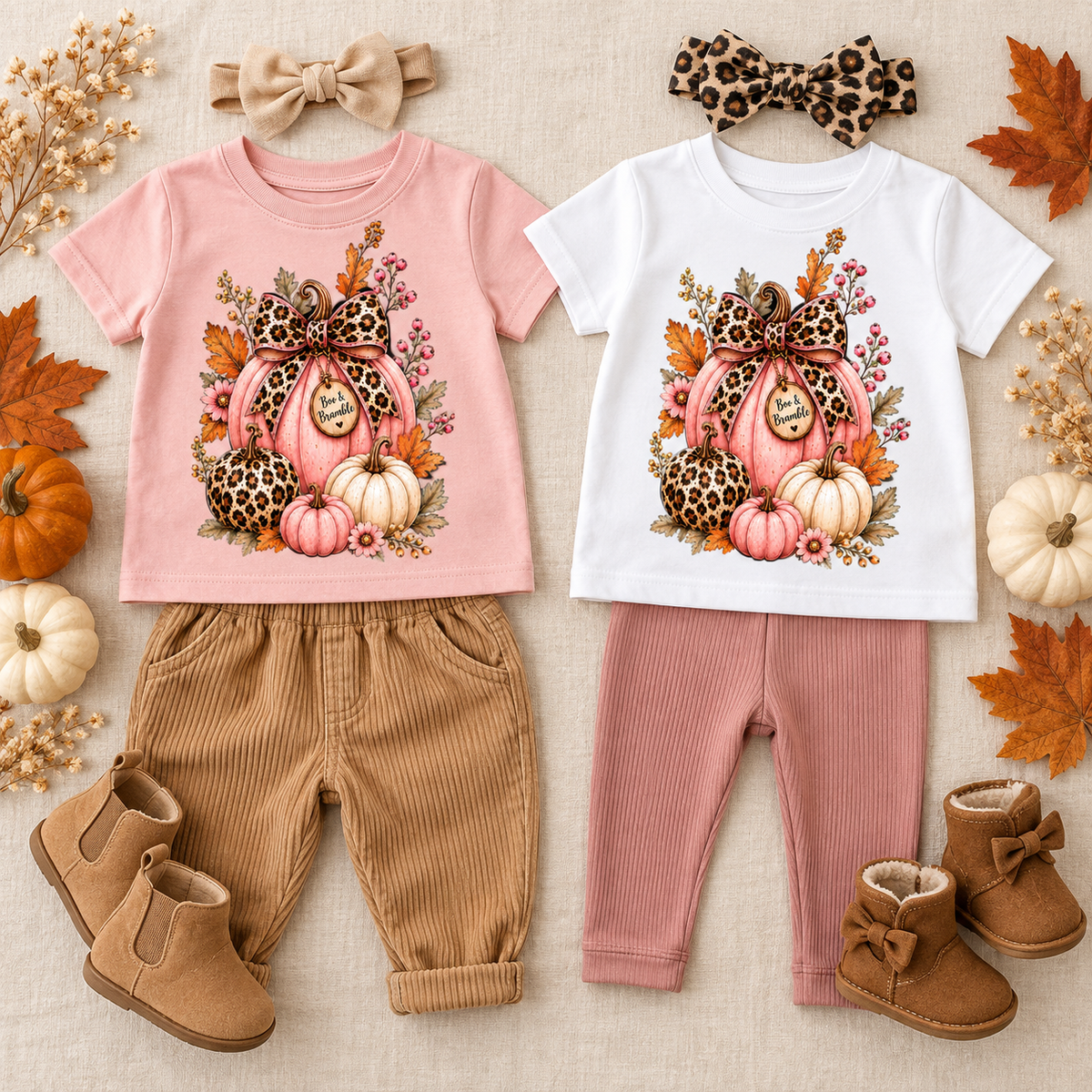 Baby Girls’ Leopard Pumpkin T-Shirt — Pink Boutique Fall Graphic