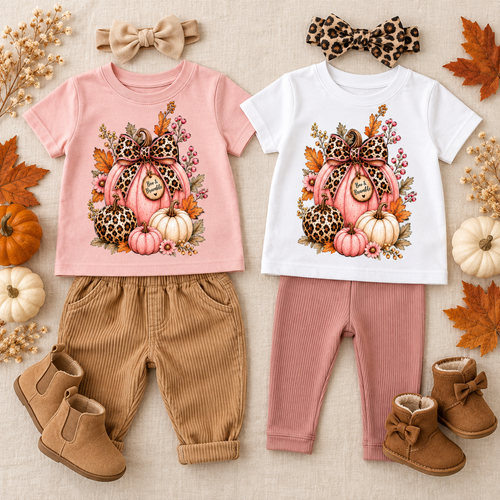 Baby Girls’ Leopard Pumpkin T-Shirt — Pink Boutique Fall Graphic