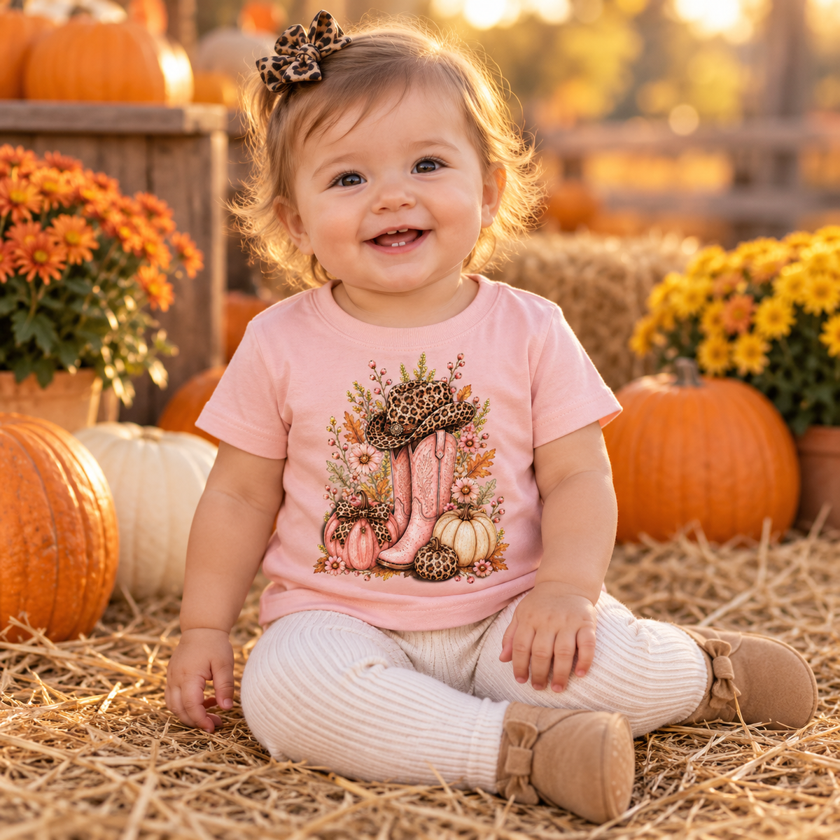 Western Cowgirl Pumpkin Baby Fall Season Tee