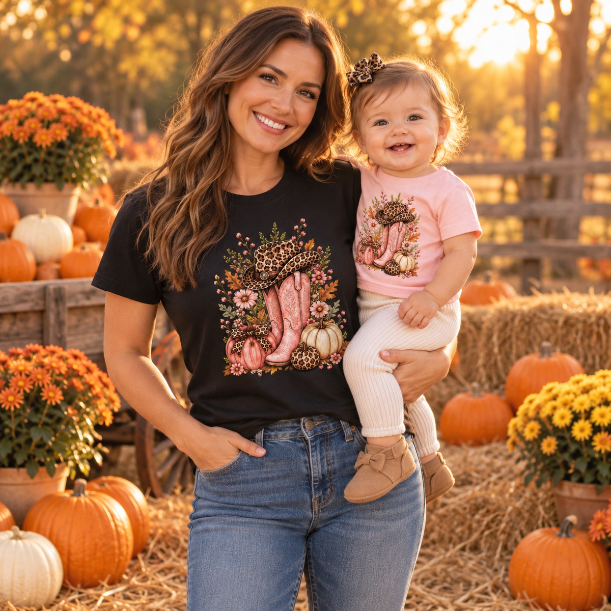 Western Cowgirl Pumpkin Baby Fall Season Tee