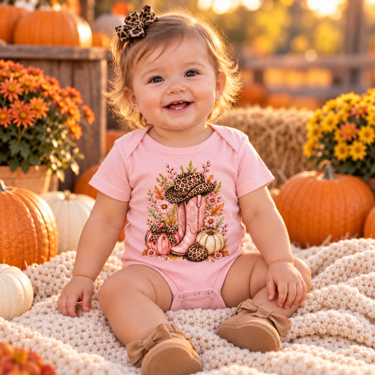 Western Cowgirl Pumpkin Infant Onesie Fall Season