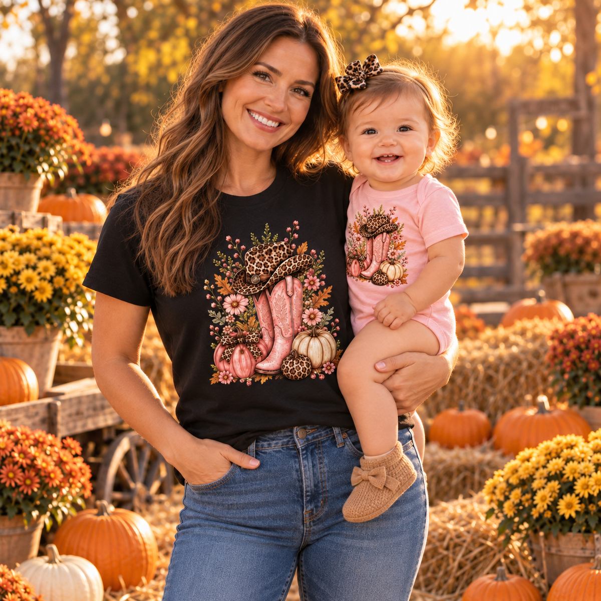 Western Cowgirl Pumpkin Infant Onesie Fall Season
