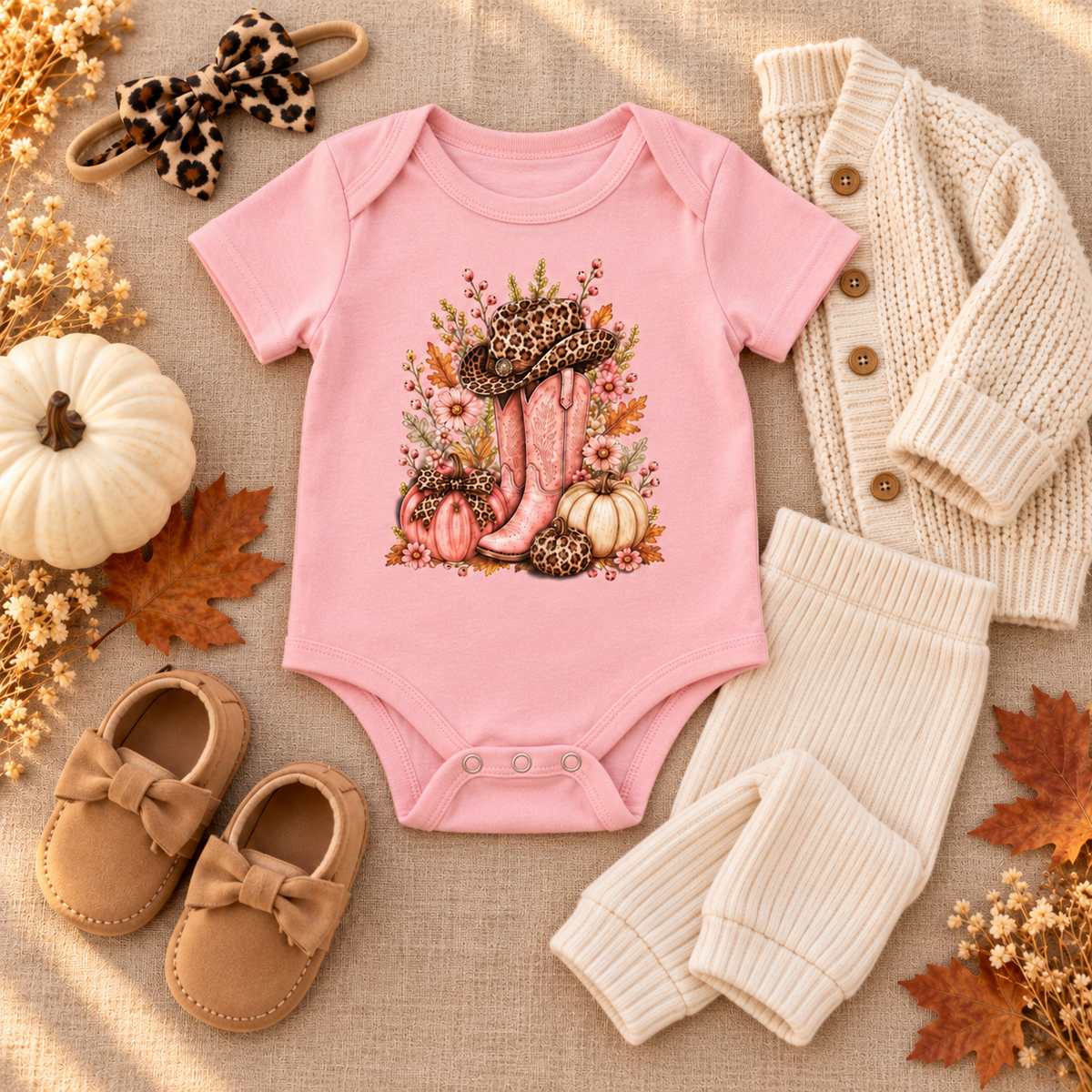 Western Cowgirl Pumpkin Infant Onesie Fall Season