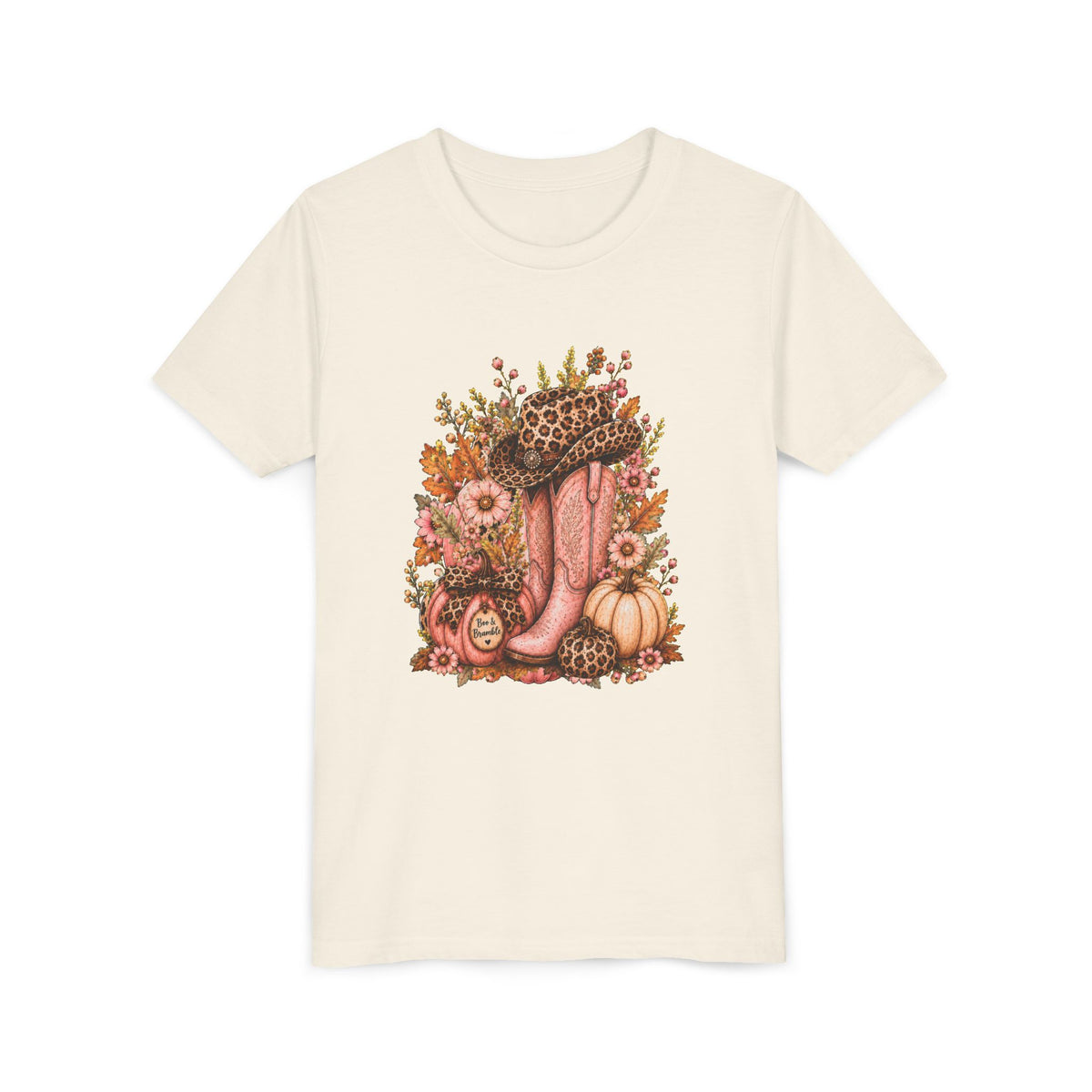 Western Cowgirl Pumpkin Youth Shirt, Pink Cowboy Boots & Leopard Print Fall Tee