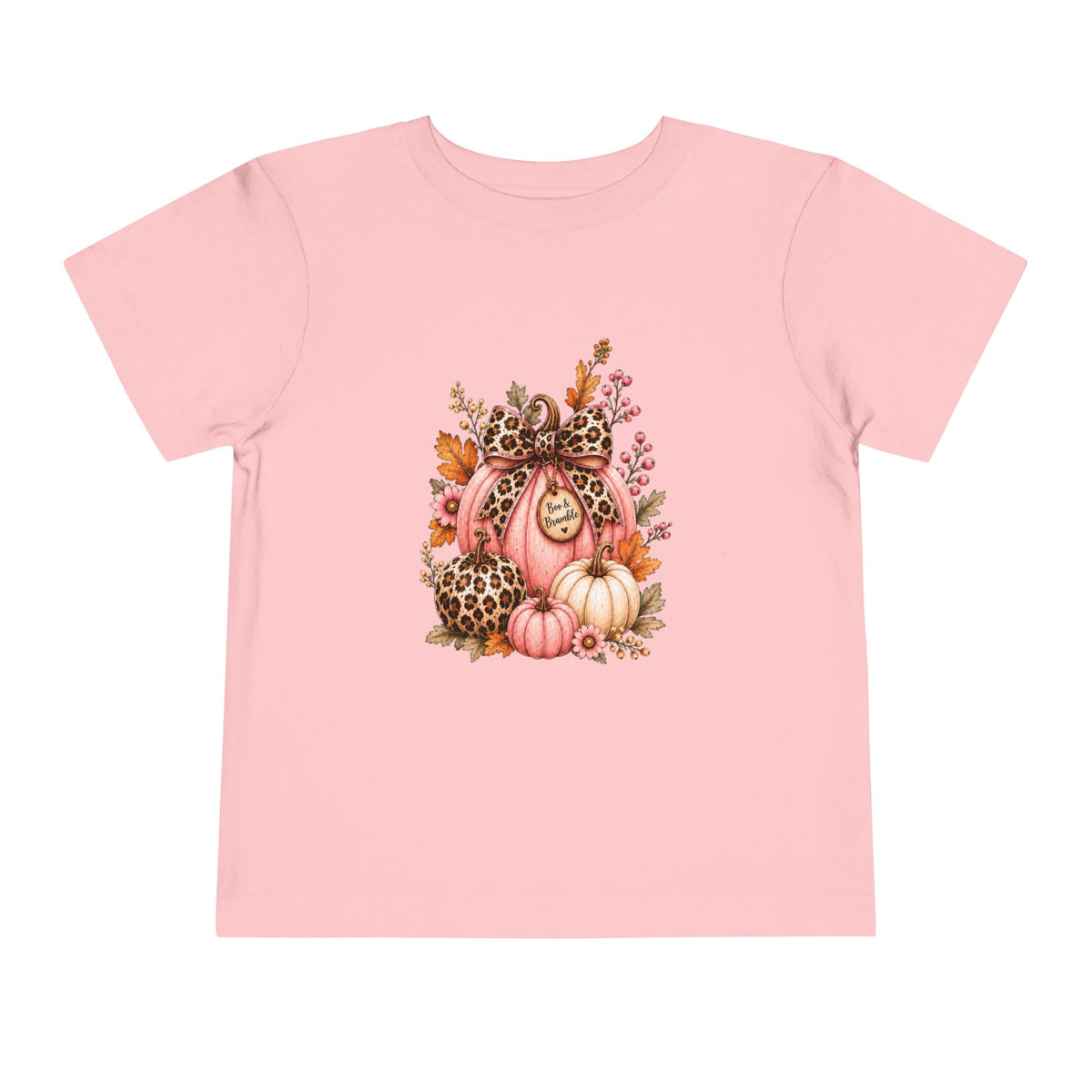 Toddler Girls’ Leopard Pumpkin T-Shirt – Pink Boutique Fall Graphic, Bella+Canvas
