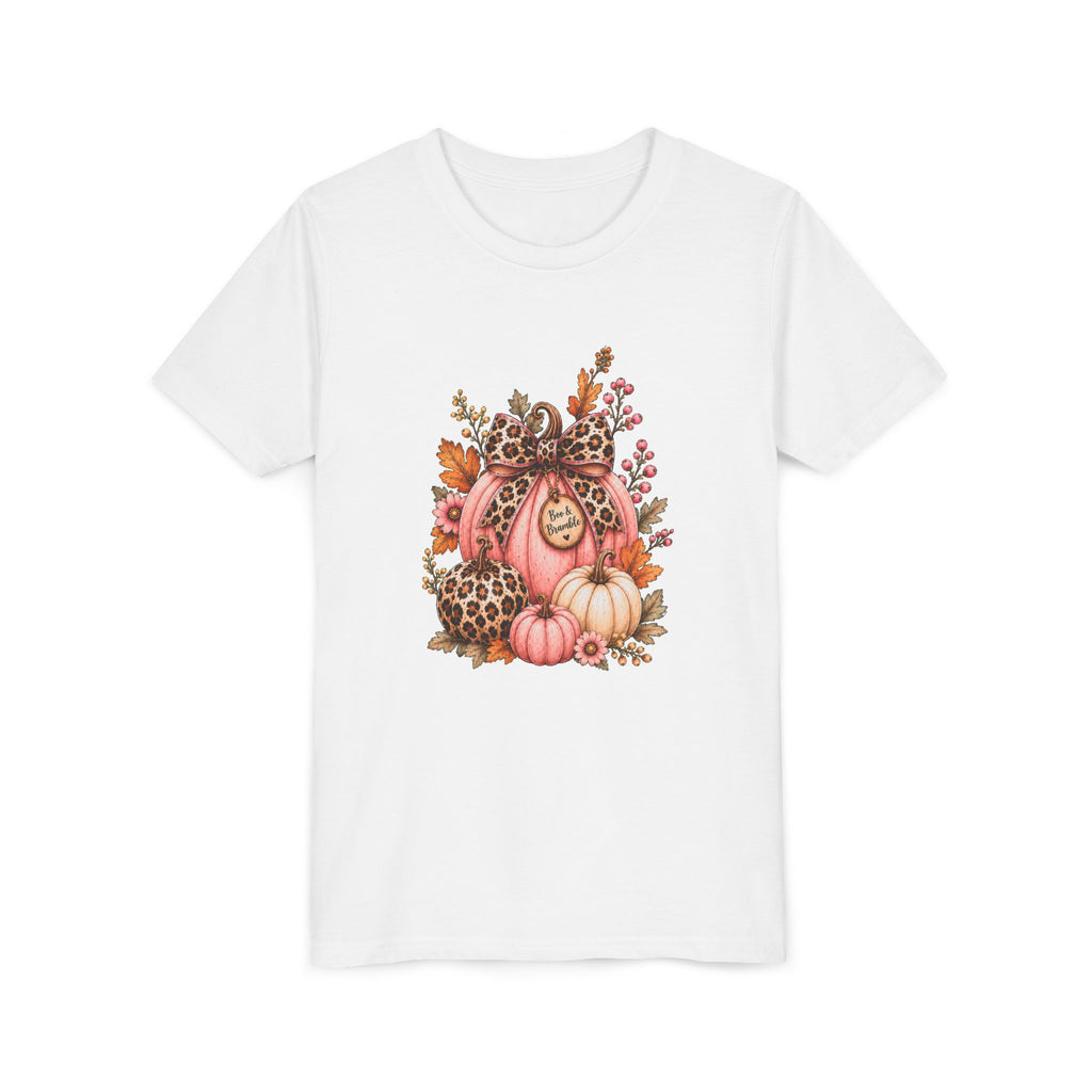 Girls’ Leopard Pumpkin T-Shirt – Pink Boutique Fall Graphic, Bella+Canvas