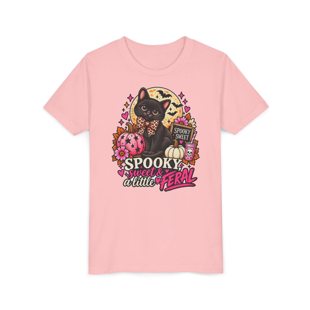 Spooky, Sweet & a Little Feral Youth Halloween T-Shirt