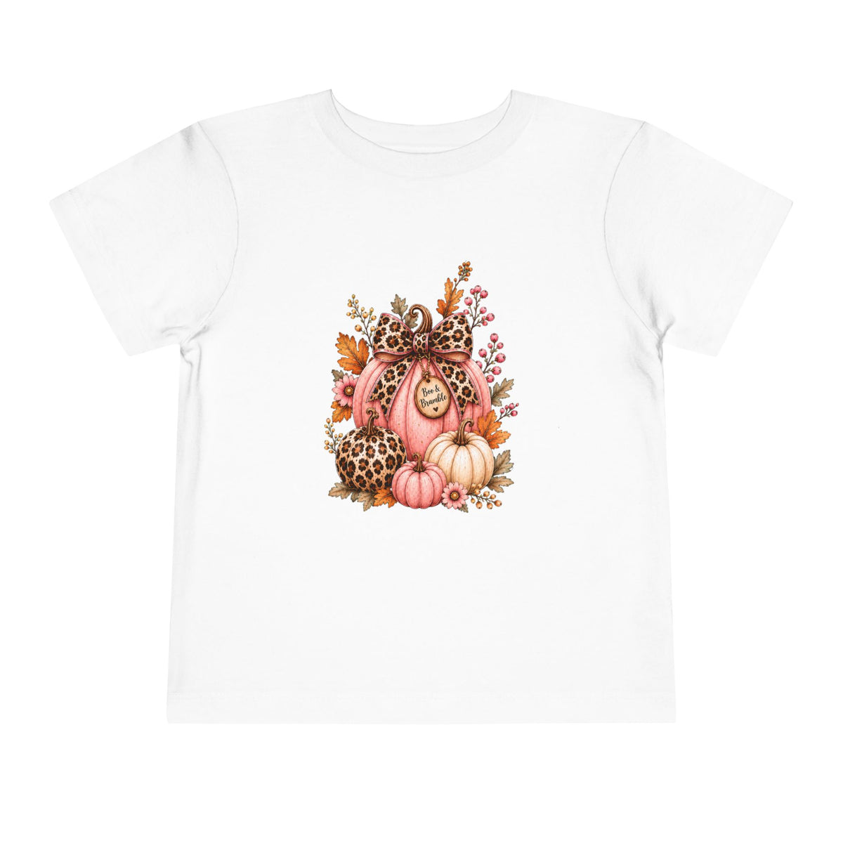 Toddler Girls’ Leopard Pumpkin T-Shirt – Pink Boutique Fall Graphic, Bella+Canvas