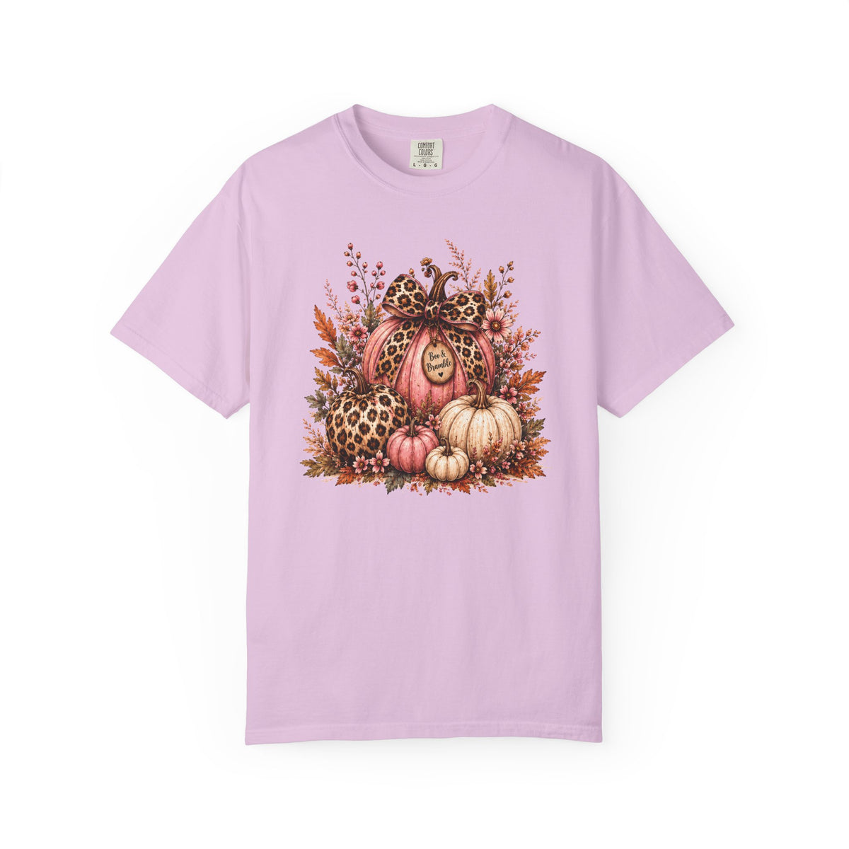 Leopard Pumpkin Patch Floral T-Shirt — Autumn Halloween Harvest Graphic T-shirt
