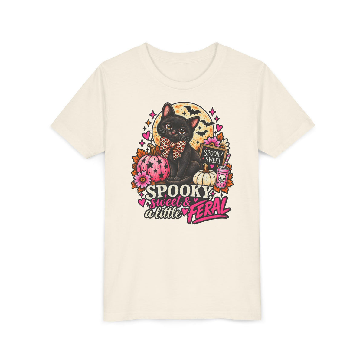 Spooky, Sweet & a Little Feral Youth Halloween T-Shirt