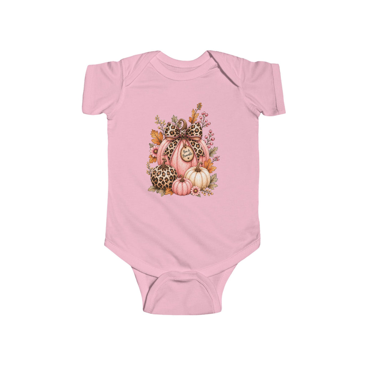 Leopard Pumpkin Patch Baby Halloween Bodysuit – Cute Fall Pumpkin Outfit for Baby Girls