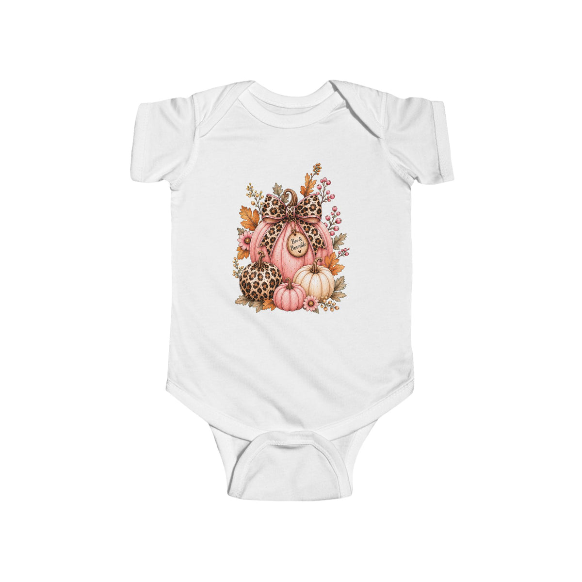 Leopard Pumpkin Patch Baby Halloween Bodysuit – Cute Fall Pumpkin Outfit for Baby Girls