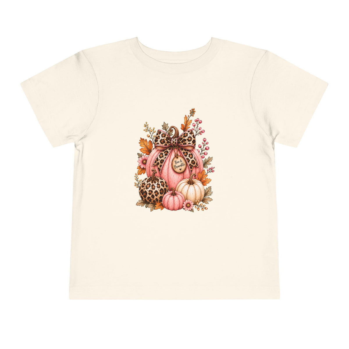 Toddler Girls’ Leopard Pumpkin T-Shirt – Pink Boutique Fall Graphic, Bella+Canvas